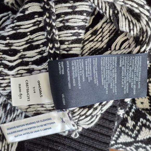 Tommy Hilfiger Men's Sweater Sz XL Zip Up Black White Graphic Print Wool Blend - Picture 13 of 16